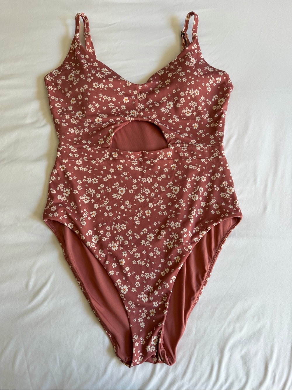 Andie Swim "The Samoa" Pink Rose Ditsy Floral Eco Nylon One Piece Bathing Suit